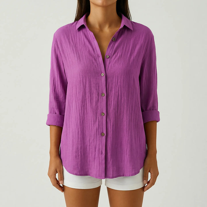Brezara - Long-Sleeve Button-Up Women's Blouse