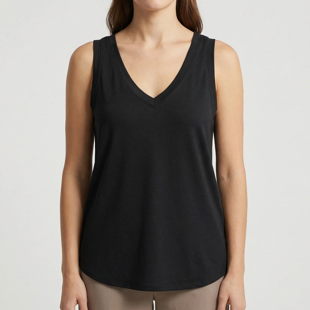 Brezova - Loose Deep V-Neck Sleeveless Top