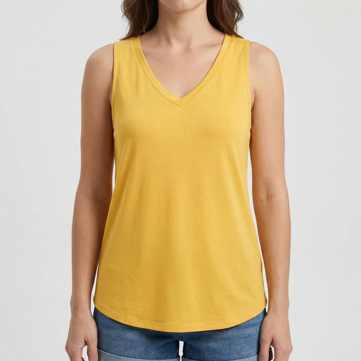 Brezova - Loose Deep V-Neck Sleeveless Top