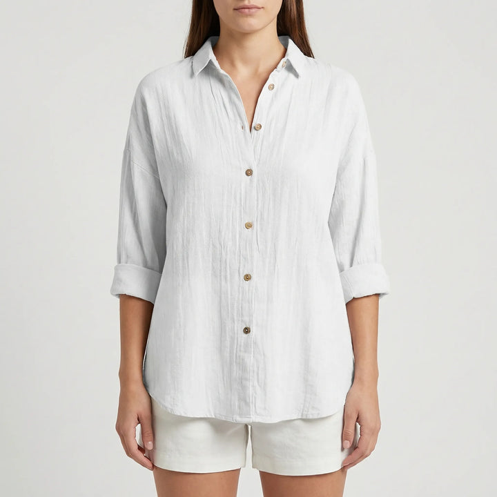 Brezzia - Relaxed Fit Button-Down Blouse