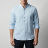 Collarless Henley-Style Long Sleeve Shirt