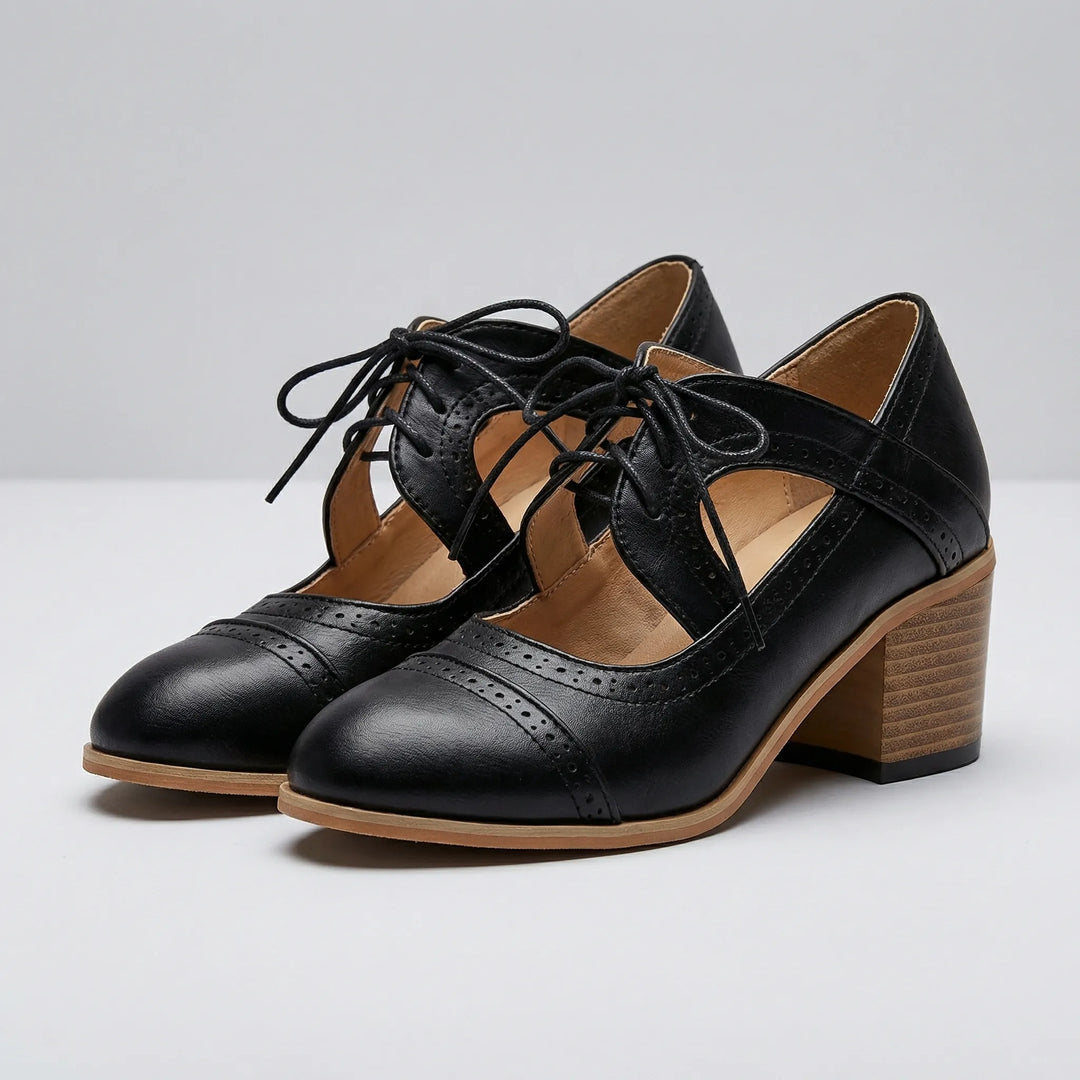 Broquella - Lace-Up Block Heel Brogue Boot