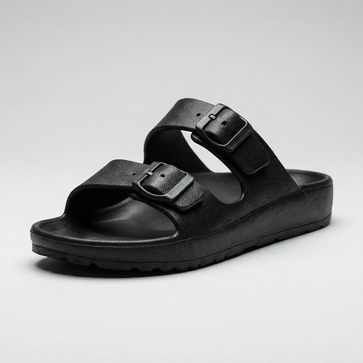 Buckivo - Double Buckle Open-Toe Slide Sandal