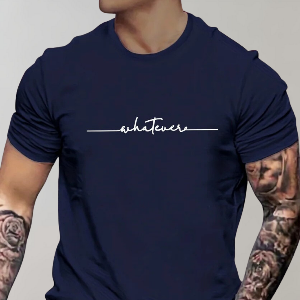 Crew Neck and Minimalist Print Shirt for Men