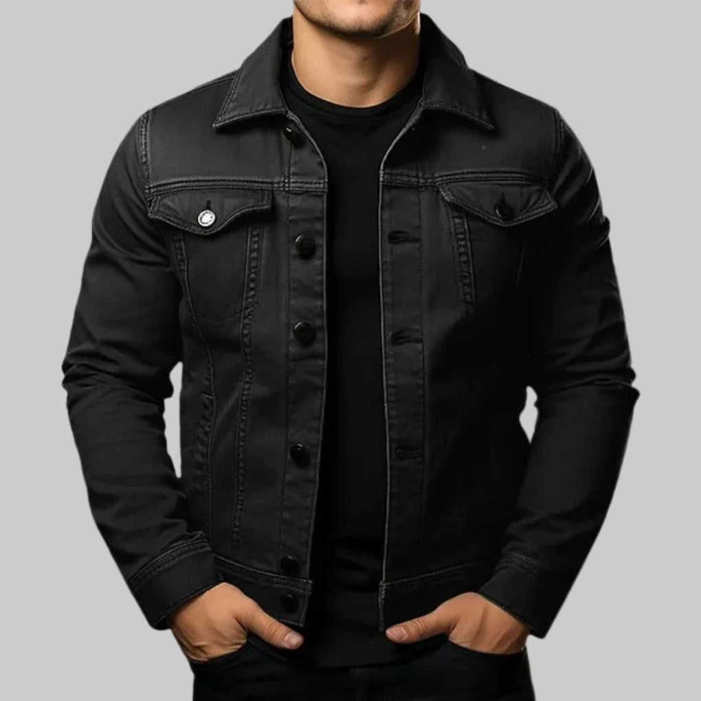 Casual Solid Denim Jacket for Men