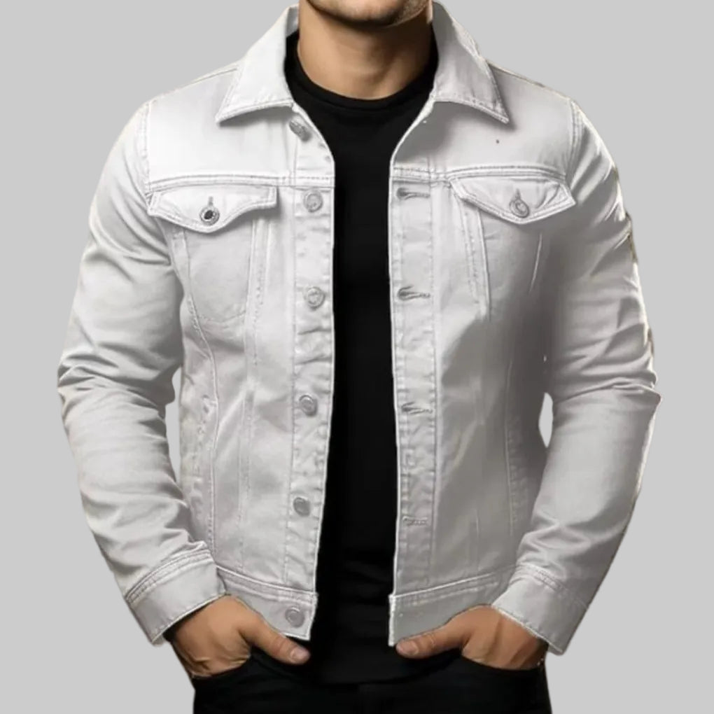 Casual Solid Denim Jacket for Men