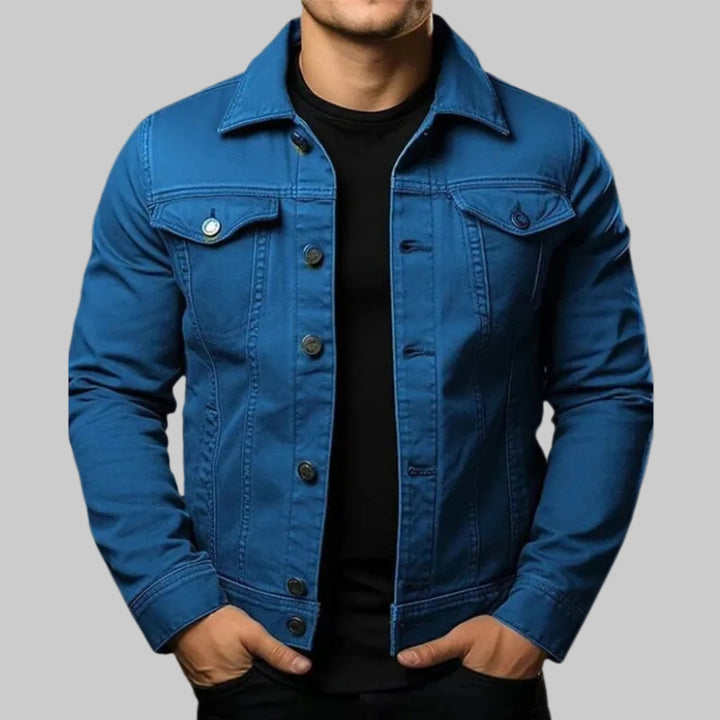 Casual Solid Denim Jacket for Men