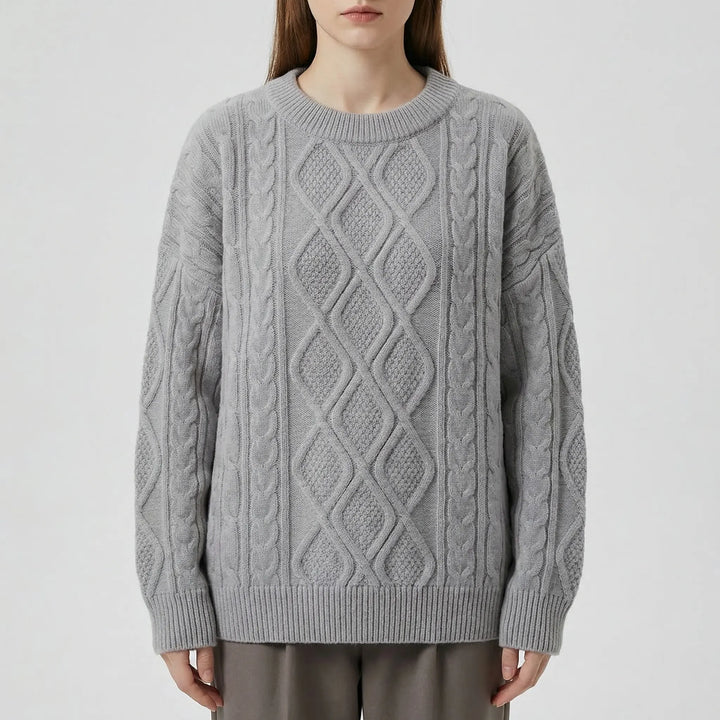 Cablova - Oversized Cable Knit Crewneck Pullover