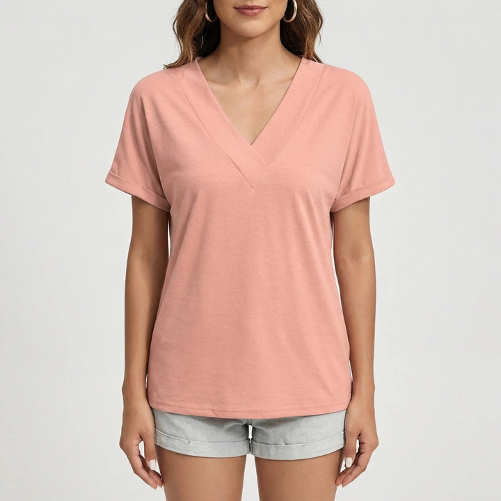Casuvee - V-Neck Short Sleeve Casual Tee