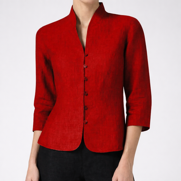 Stand-Collar Button-Front Women's Blouse