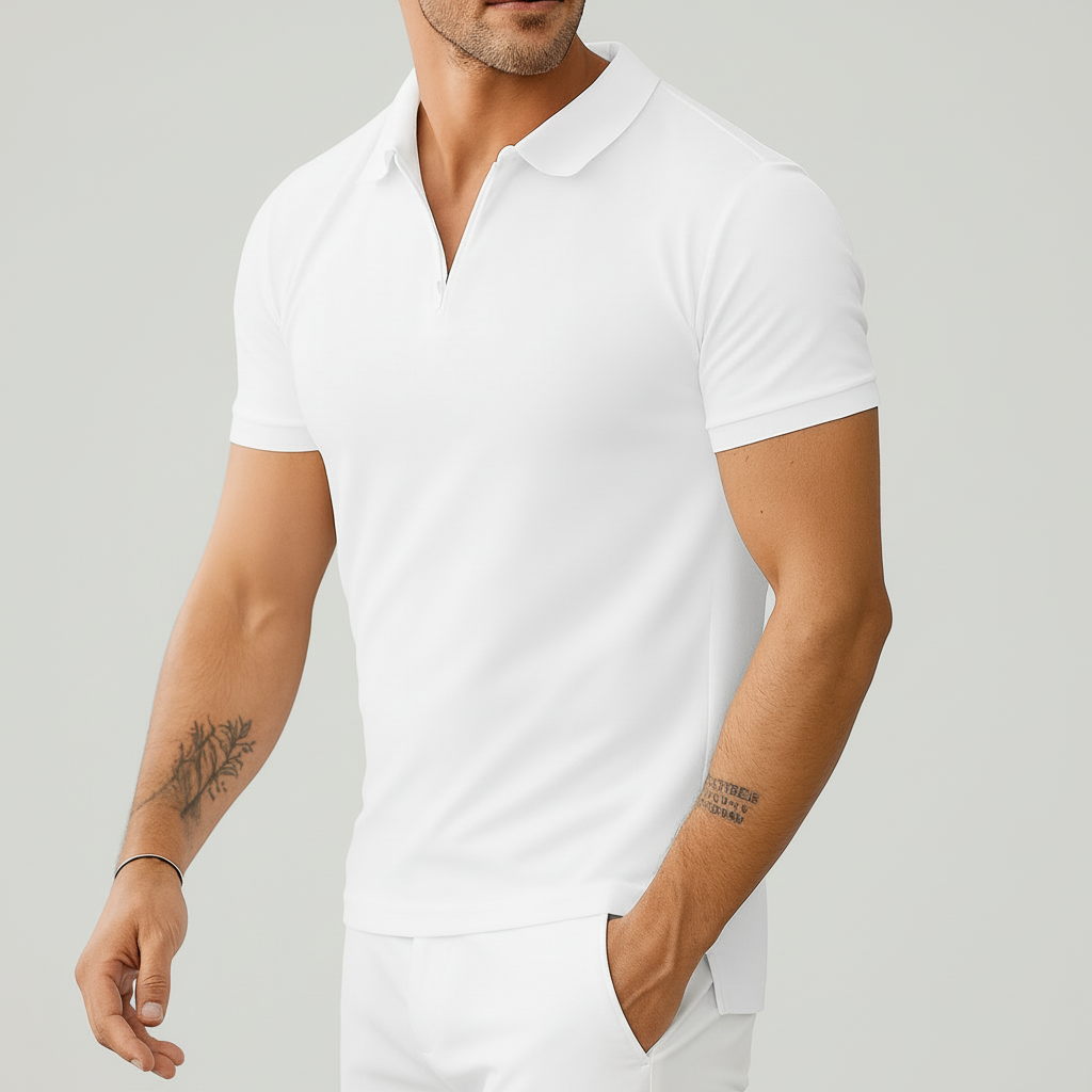 T-Shirt with Half Zip Polo for Men