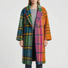 Colorblock Plaid Longline Coat