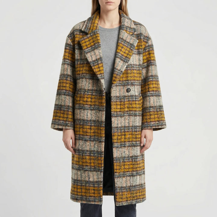 Chromacoat - Colorblock Plaid Longline Coat
