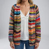 Open-Front Striped Knit Cardigan for Women