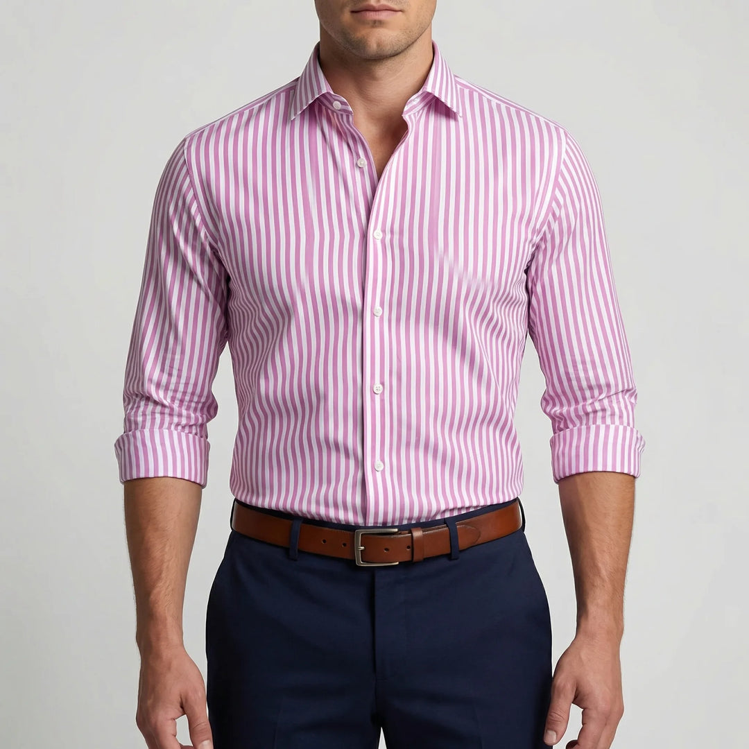 Claddurn - Long Sleeve Striped Button-Down Shirt