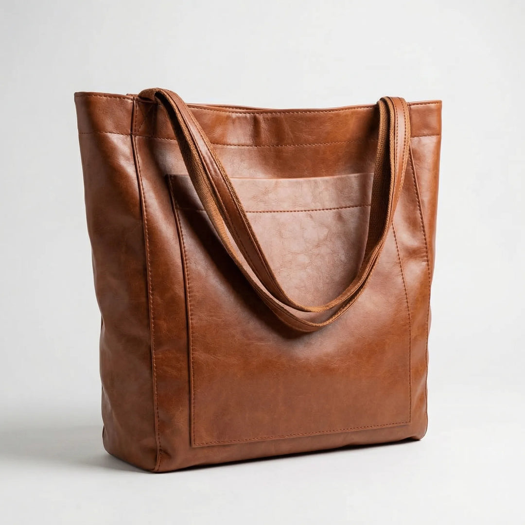 Clarenova - Structured Genuine Leather Tote Bag
