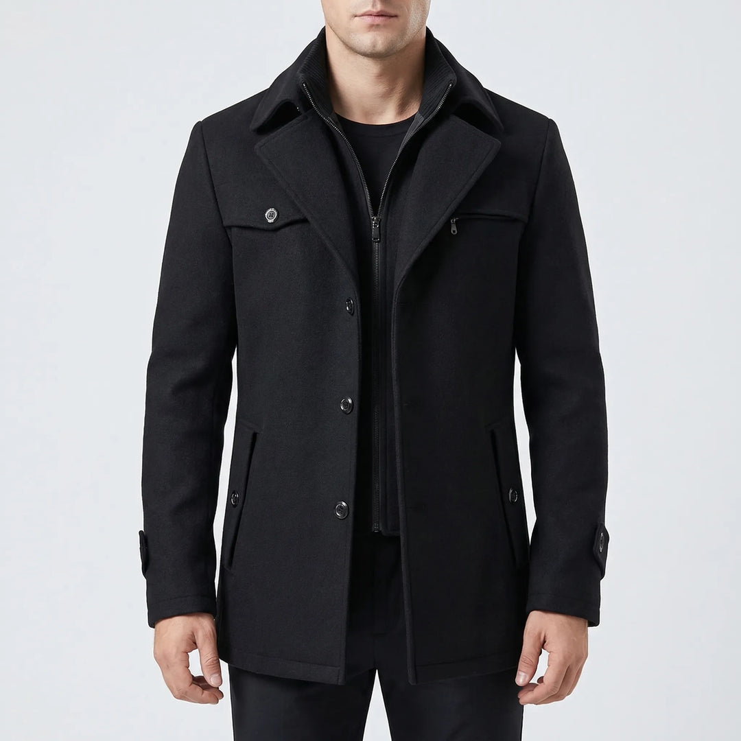 Clarenox - Lapel Collar Button-Front Men's Jacket