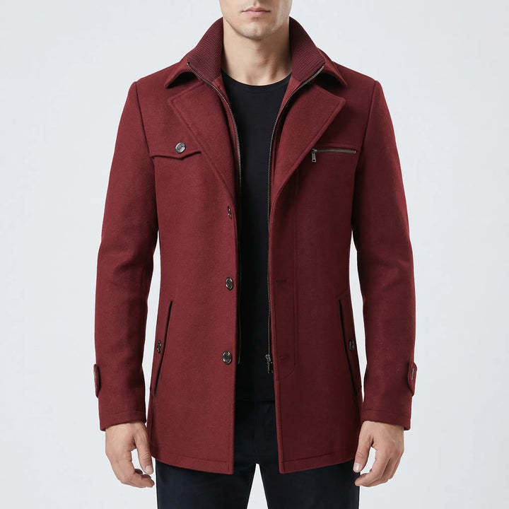 Clarenox - Lapel Collar Button-Front Men's Jacket