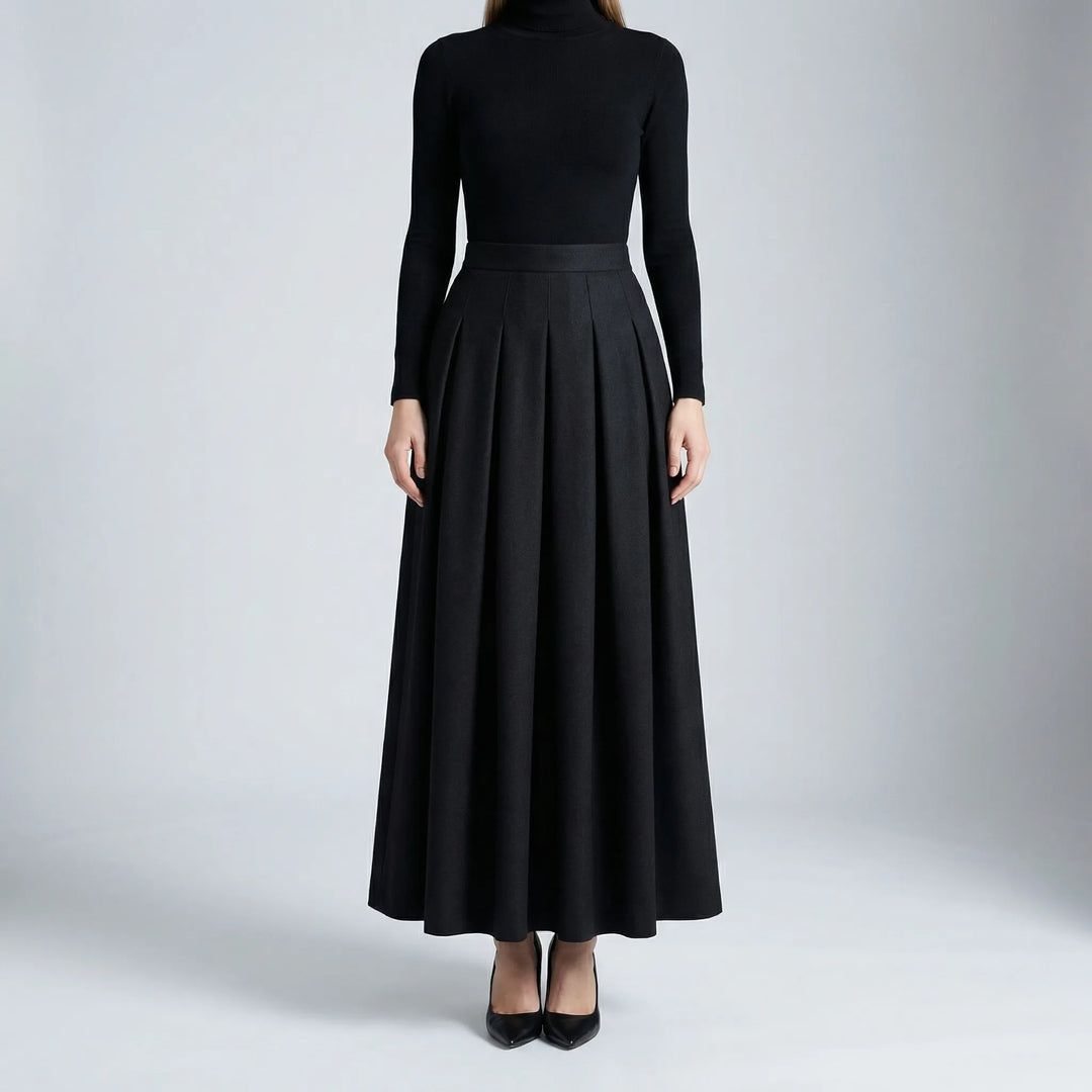 Clarette - High-Waist Pleated Midi Skirt