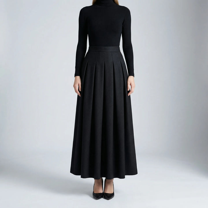 Clarette - High-Waist Pleated Midi Skirt