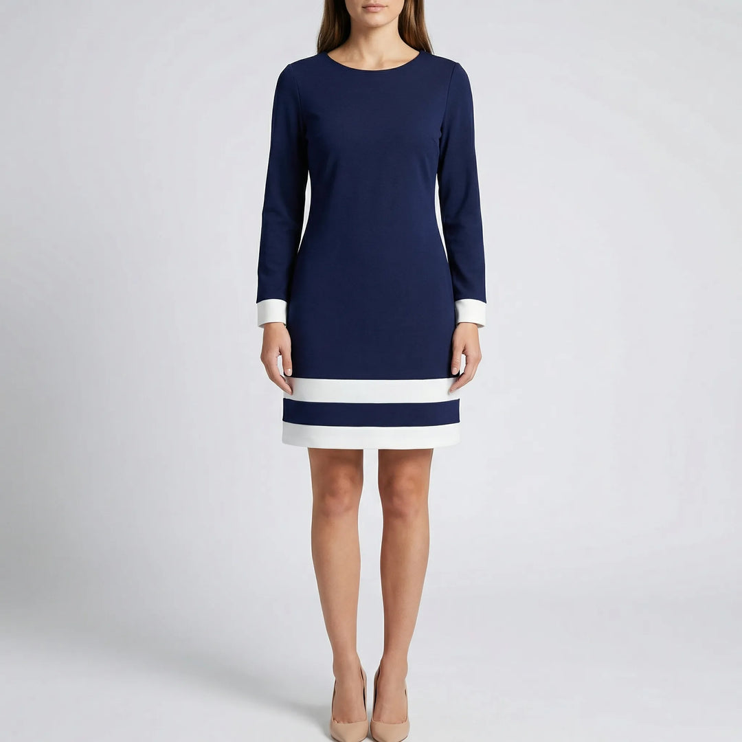 Classiven - Long Sleeve Color-Block Mini Dress