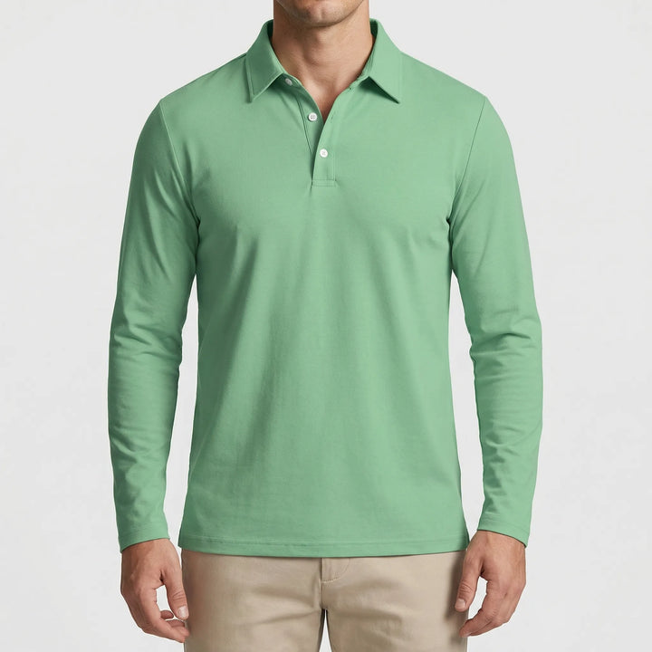 Classon - Long-Sleeve Button-Collar Polo Shirt