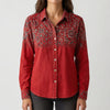 Boho-Print Long Sleeve Button-Down Shirt for Women