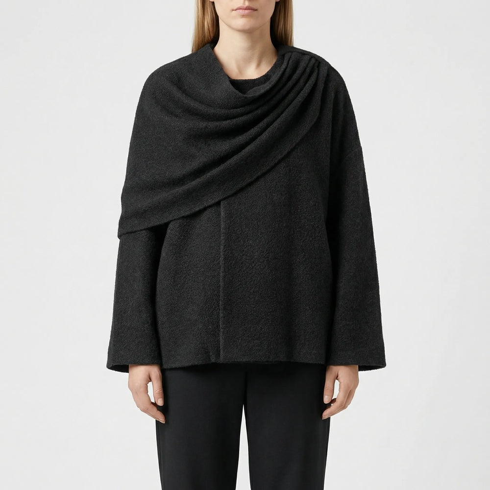 Cloryne - Draped Cape-Style Women's Coat