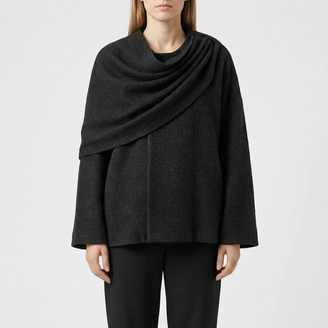 Cloryne - Draped Cape-Style Women's Coat