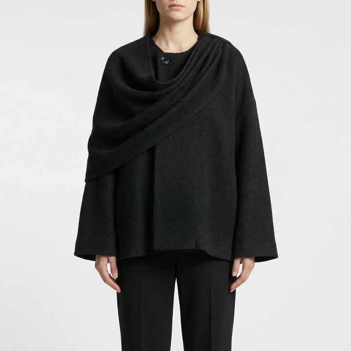 Cloryne - Draped Cape-Style Women's Coat