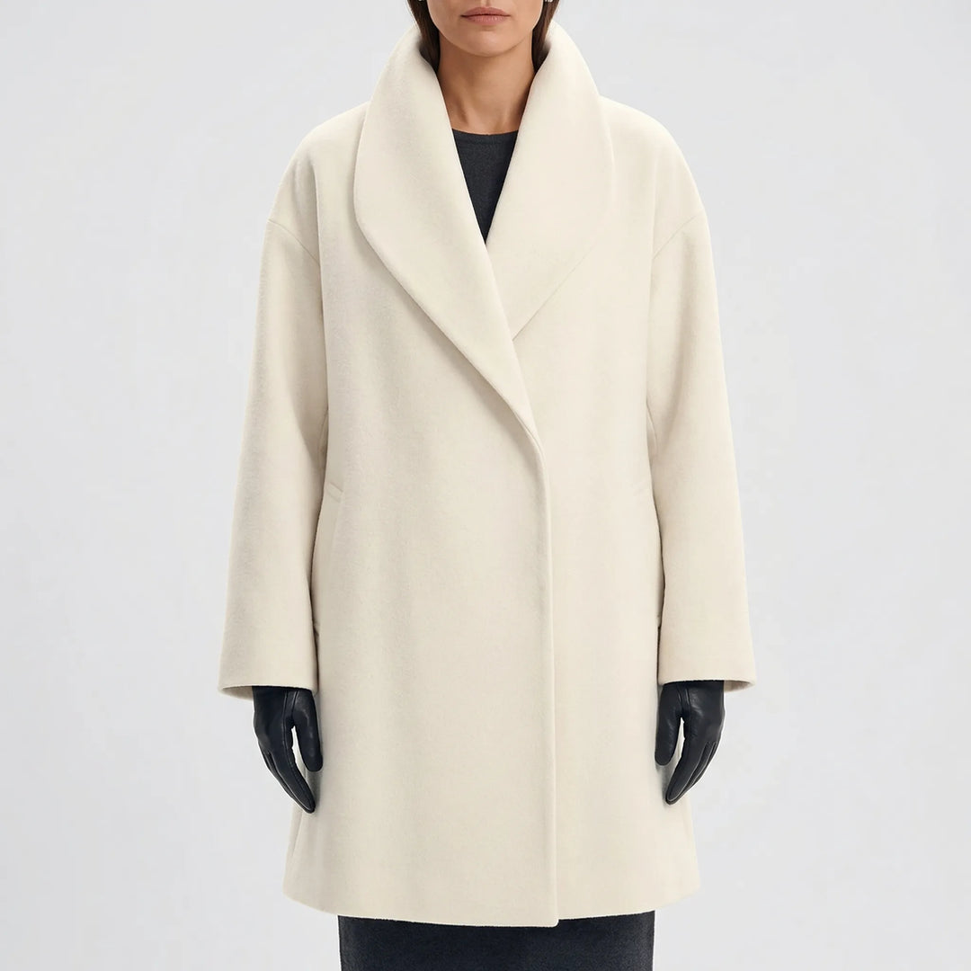 Collarra - Wide-Collar Straight-Hem Women's Jacket