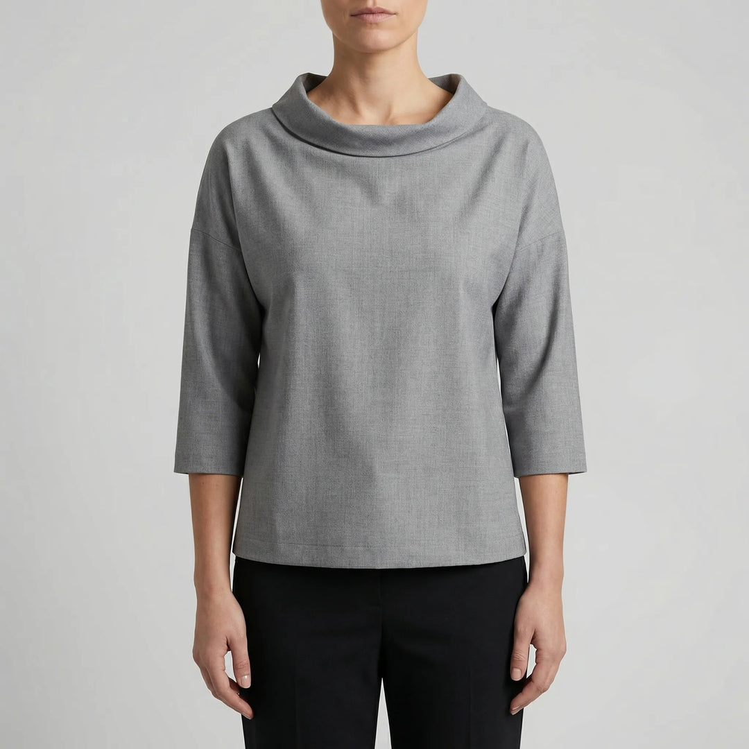 Collova - High Collar Relaxed-Fit Top