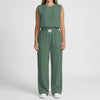 Sleeveless Crop Top And Wide-Leg Pants Set