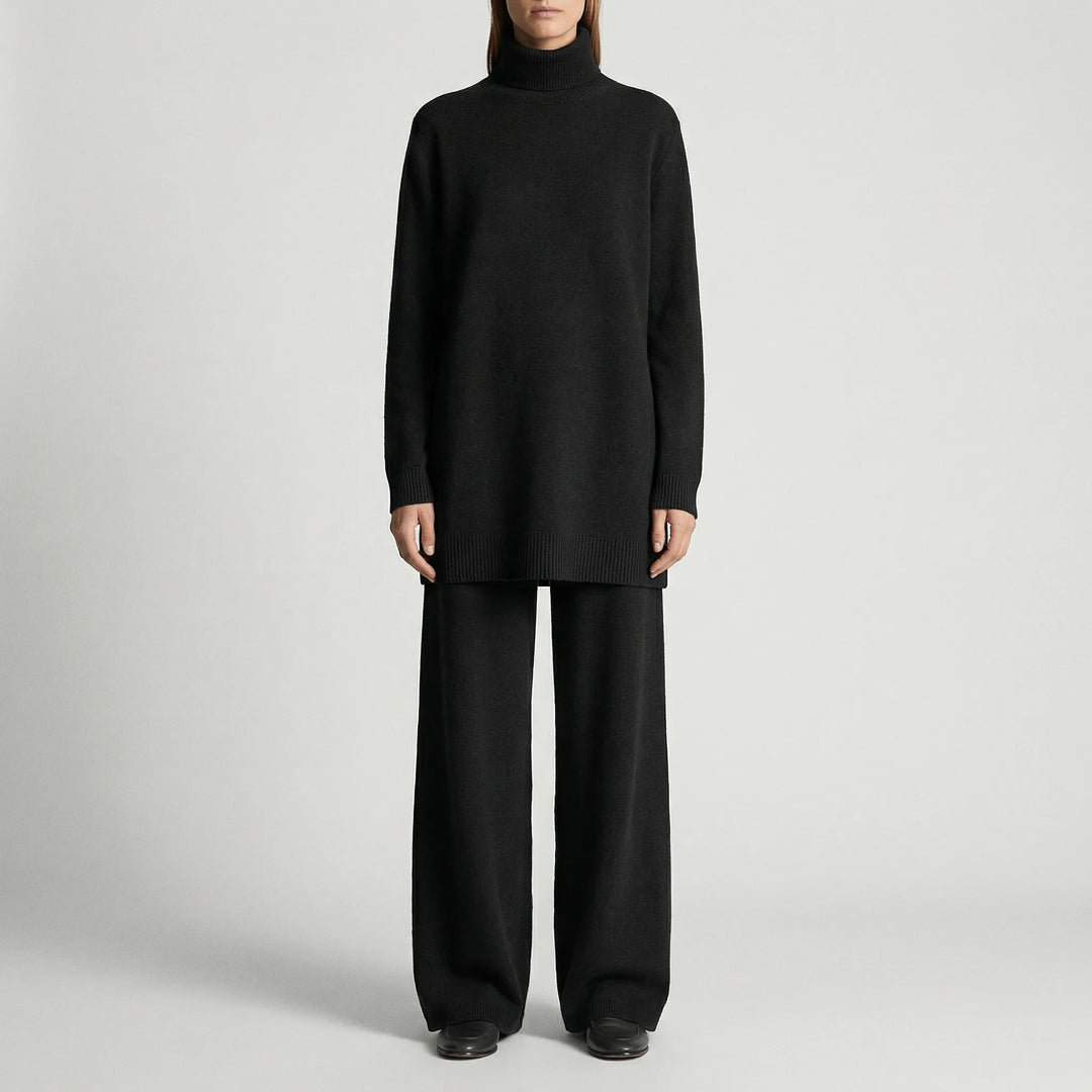 Cozelle - Turtleneck Sweater And Wide-Leg Pants Set