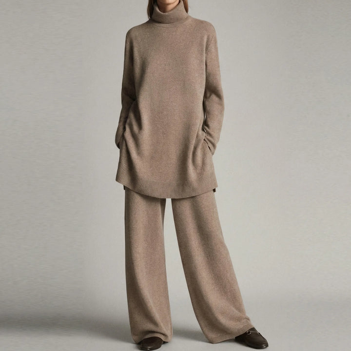 Cozelle - Turtleneck Sweater And Wide-Leg Pants Set