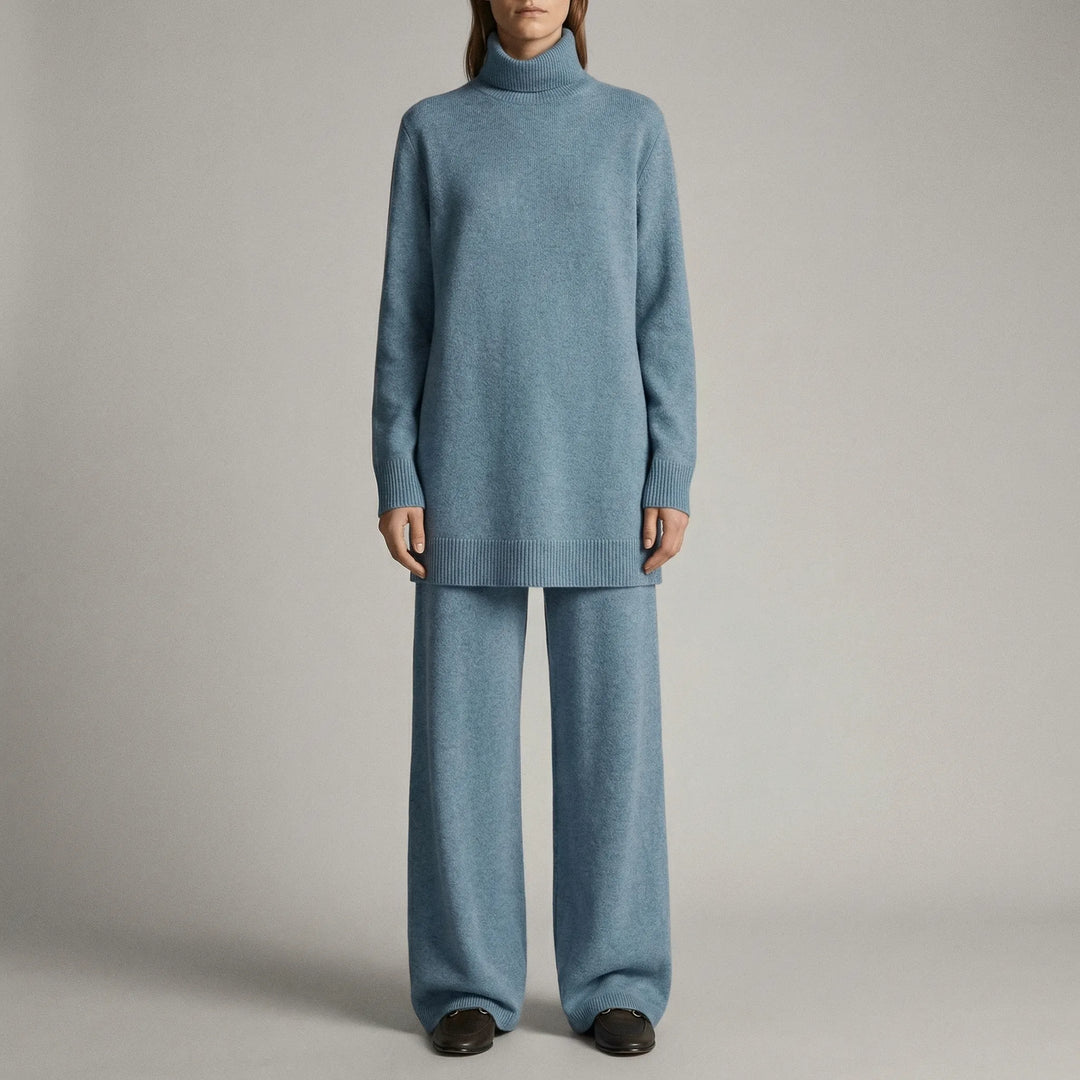 Cozelle - Turtleneck Sweater And Wide-Leg Pants Set