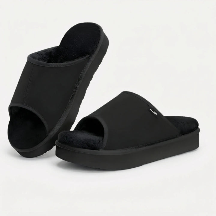 Cozique - Open Toe Fur Slide Slipper