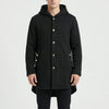 Hooded Button-Front Textured Coat