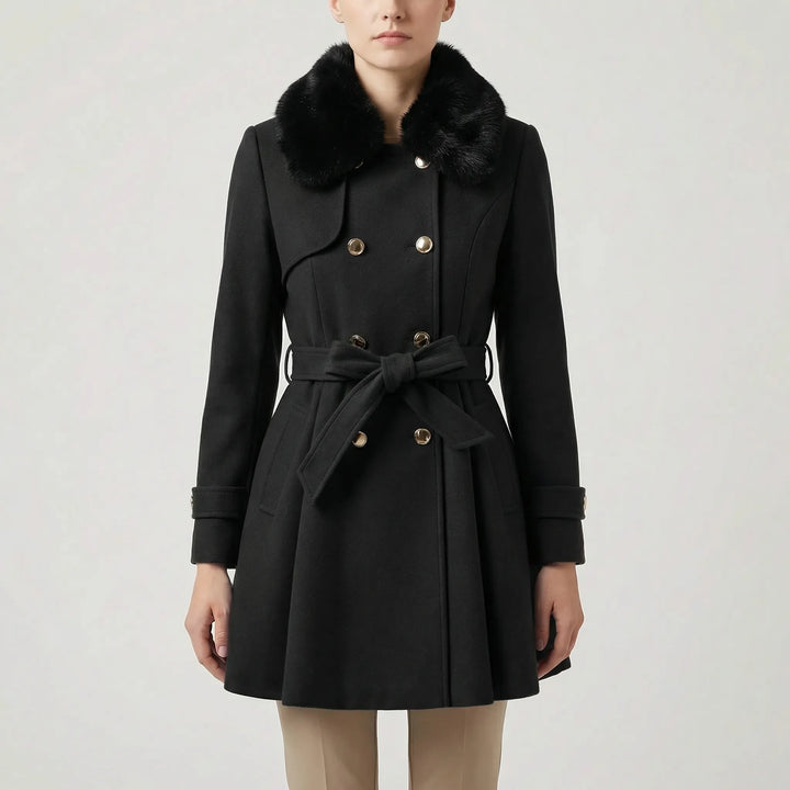 Crestwyn - Double-Breasted Belted Winter Coat