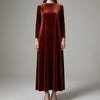 Women's Long-Sleeve Velvet-Effect Maxi Dress