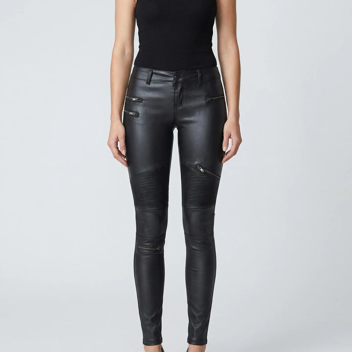 Darklyn - Slim Fit Faux-Leather Moto Pants