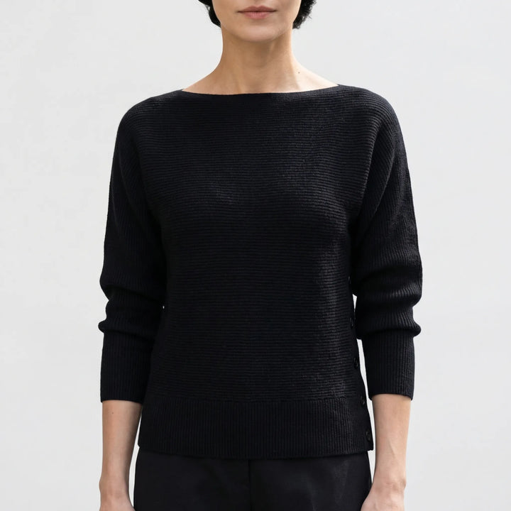 Dravelle - Off-The-Shoulder Batwing Knit Pullover