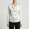Long-Sleeve Waterfall Collar Blouse
