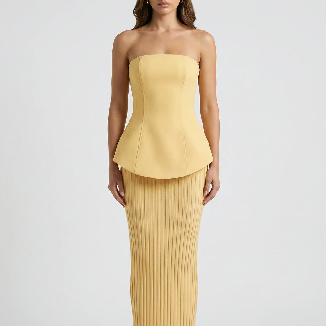 Elourna - Strapless Sculpted Maxi Dress