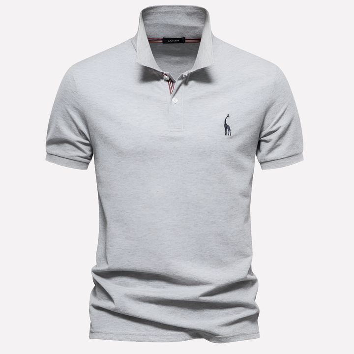 Luxe Cotton Polo for Men with Deer Embroidery