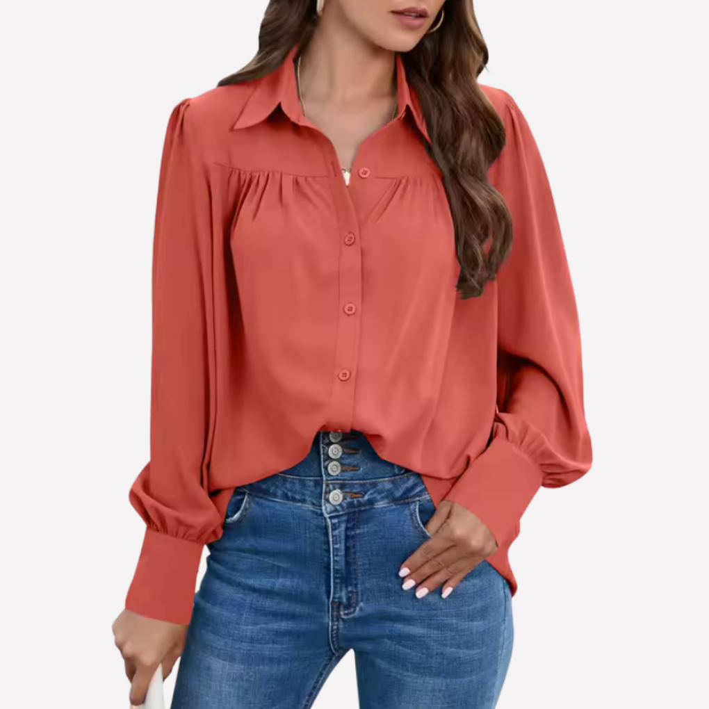 Chiffon Blouse with Lantern Sleeves for Women