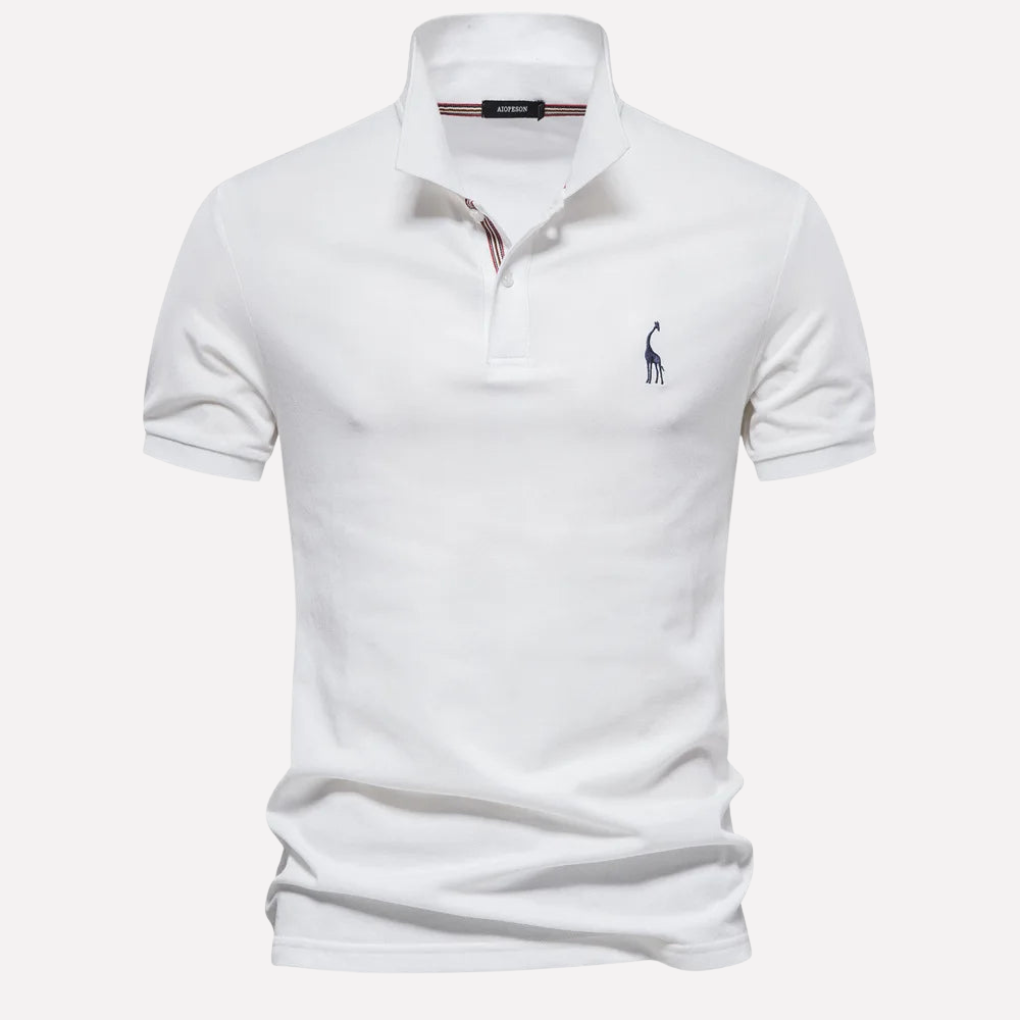 Luxe Cotton Polo for Men with Deer Embroidery
