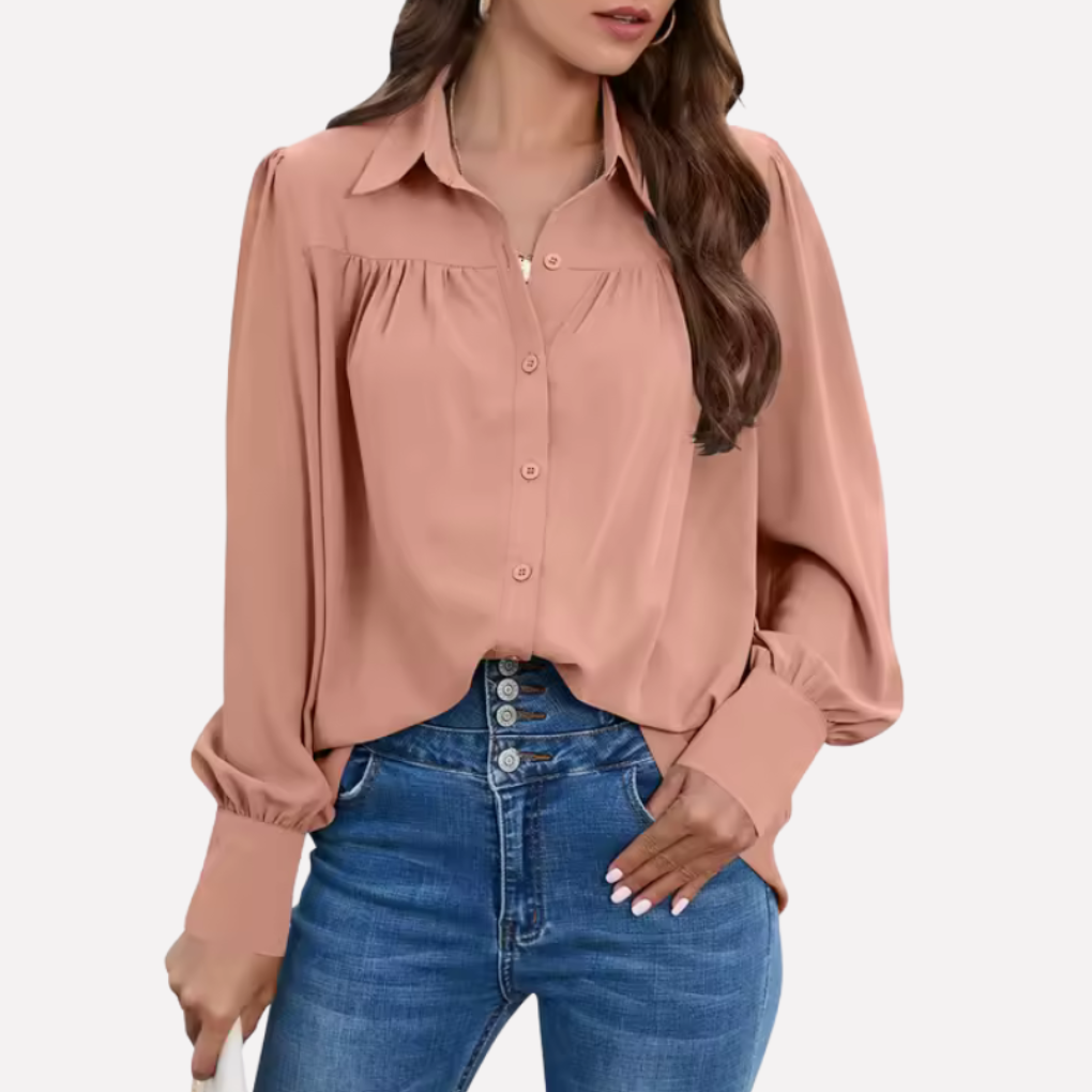 Chiffon Blouse with Lantern Sleeves for Women