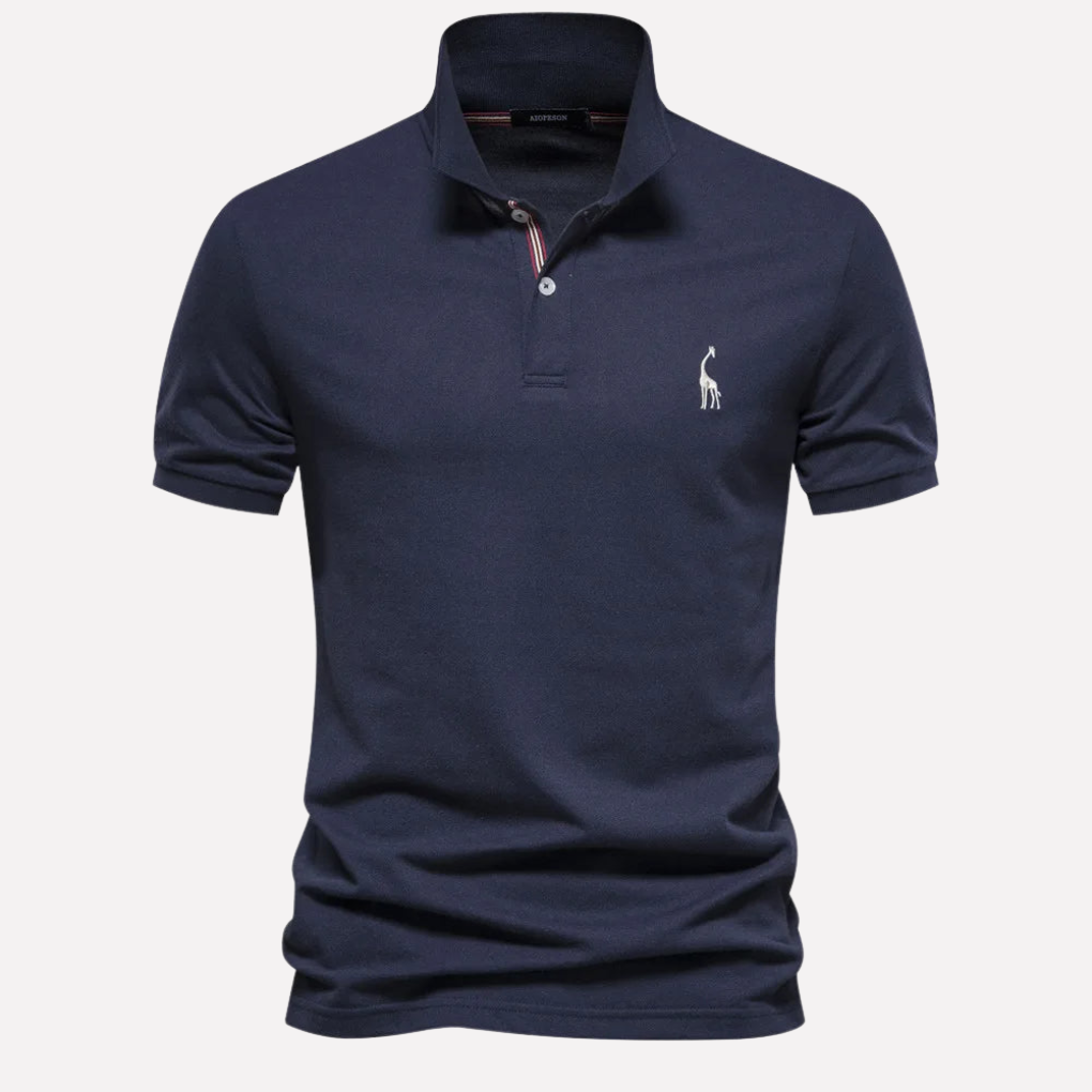 Luxe Cotton Polo for Men with Deer Embroidery