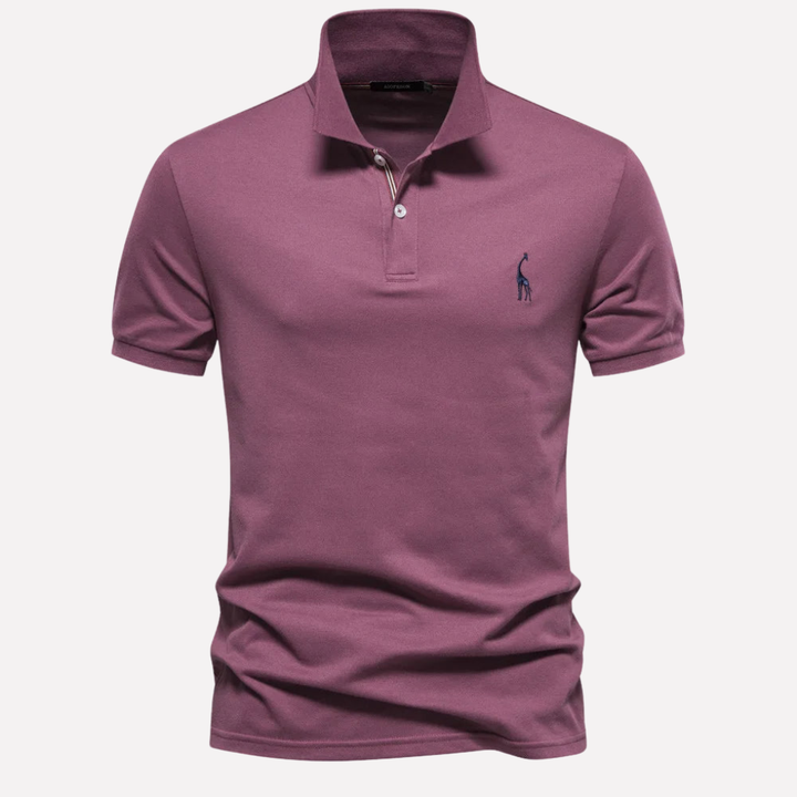 Luxe Cotton Polo for Men with Deer Embroidery